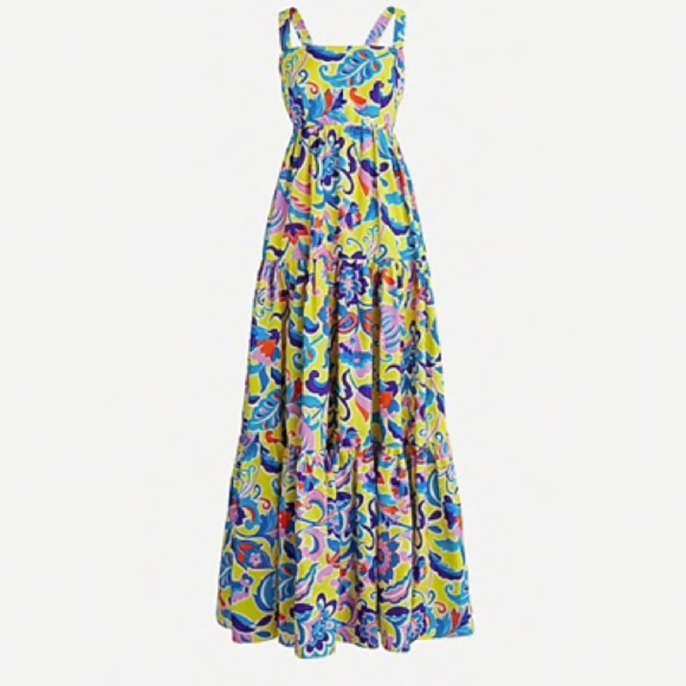 NWT J. Crew Floral Taffeta Tiered Dress